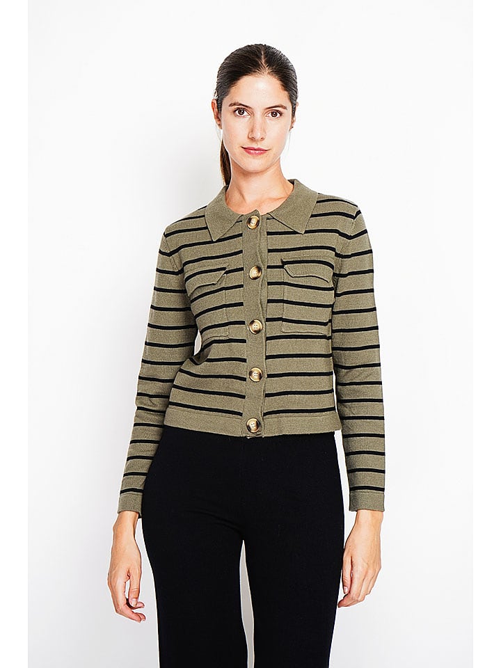 ASSUILI Kardigan w kolorze oliwkowo-czarnym rozmiar: 38