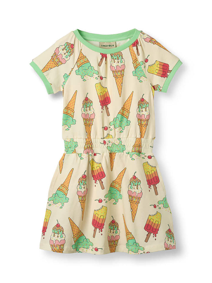 Småfolk Sukienka w kolorze kremowym ze wzorem rozmiar: 122/128