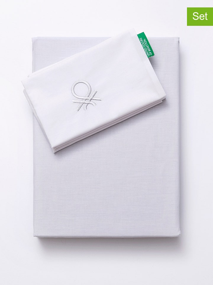 Benetton 2-częściowy komplet pościeli w kolorze białym rozmiar: 155x220 cm