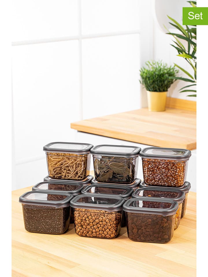 Violeta Home Pojemniki (12 szt.) w kolorze antracytowym - 0,8 l rozmiar: onesize