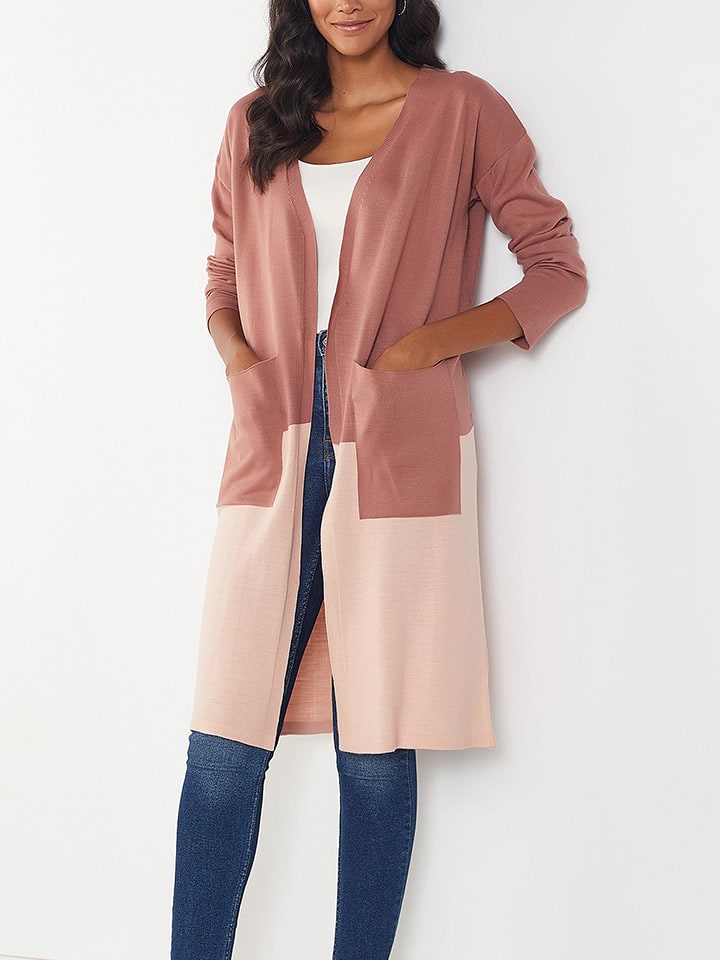 Milan Kiss Kardigan w kolorze jasnoróżowo-szaroróżowym rozmiar: L