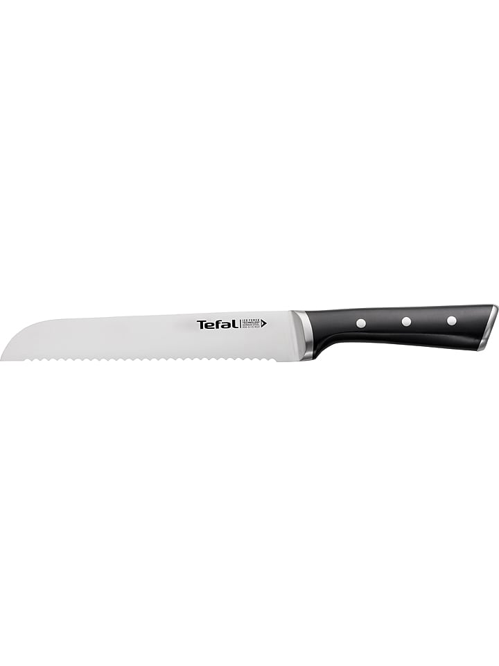 Tefal Nóż "Ice Force" w kolorze srebrno-czarnym do chleba - dł. 20 cm rozmiar: onesize