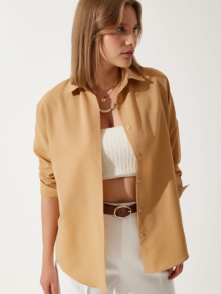 Happiness Istanbul Bluzka w kolorze jasnobrązowym rozmiar: 40