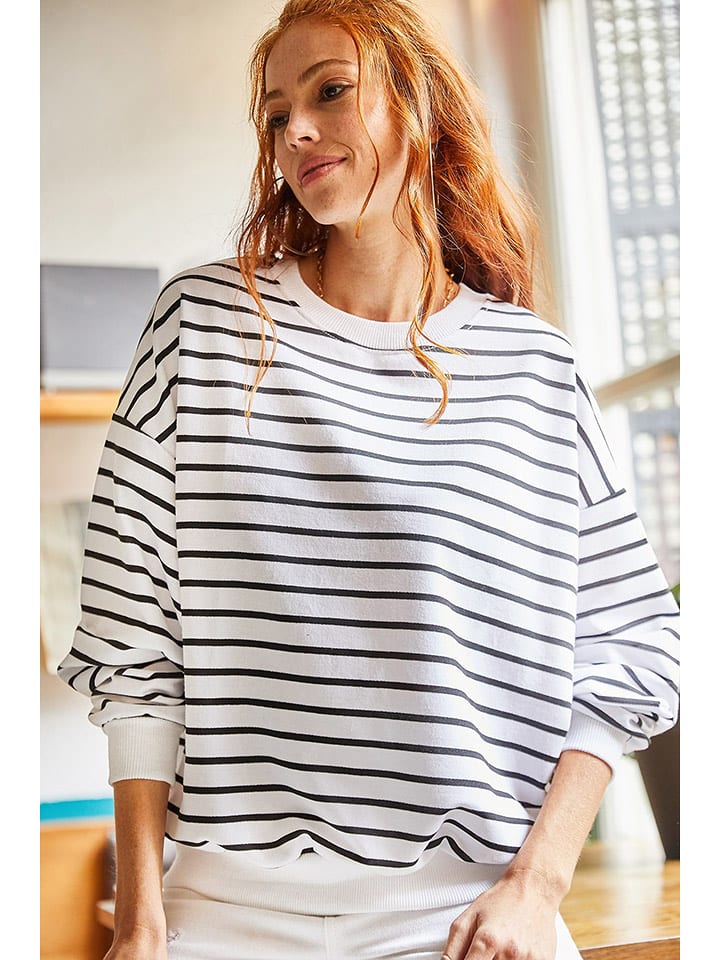 Olalook Bluza w kolorze biało-czarnym rozmiar: XL