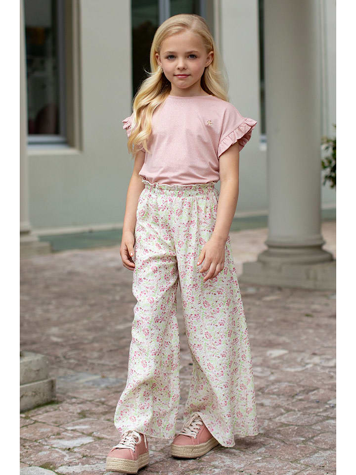 Like Flo Spodnie "Feline" w kolorze kremowo-jasnoróżowym rozmiar: 110