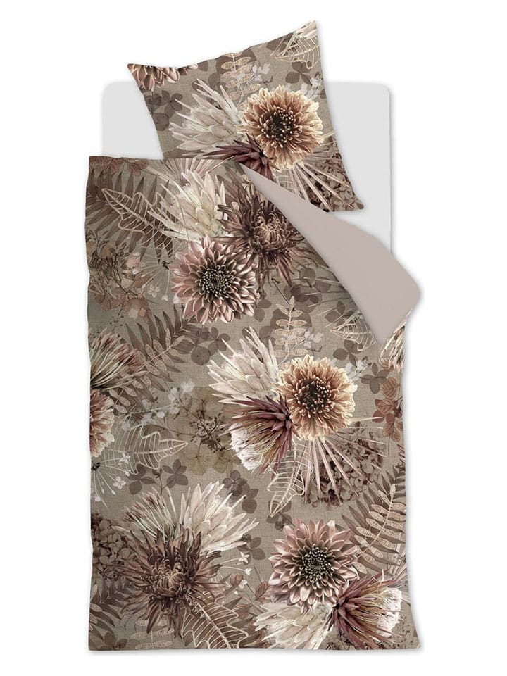 Rivièra Maison Komplet pościeli "Protea" w kolorze beżowo-brązowym rozmiar: 140x200/220 cm