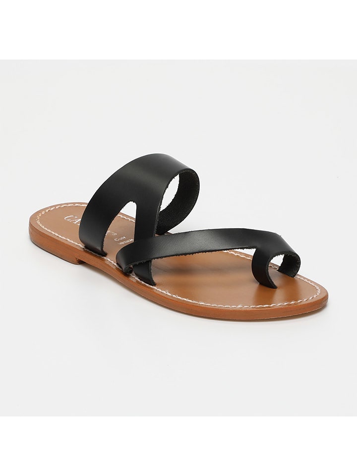 CALANK Skórzane japonki w kolorze czarnym rozmiar: 38