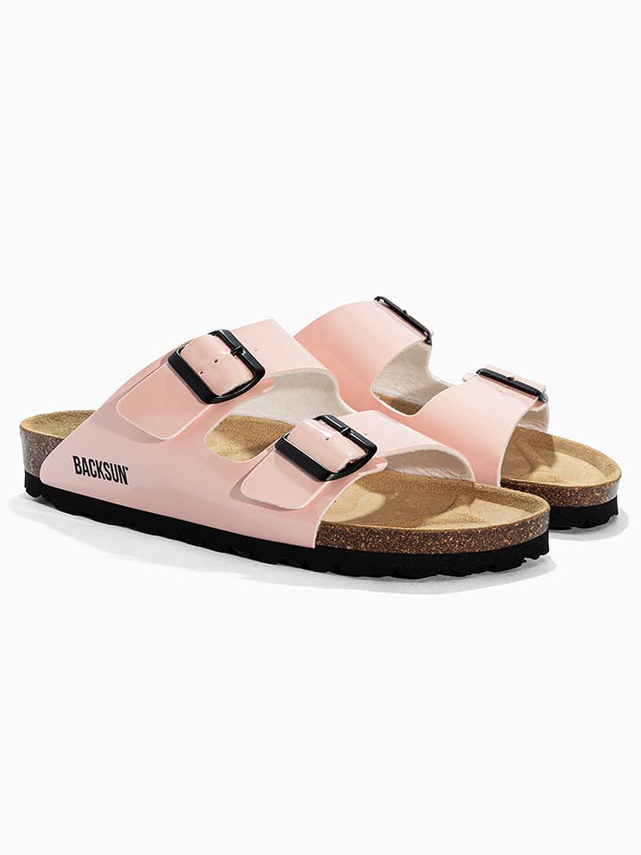 BACKSUN Skórzane klapki "Bali" w kolorze jasnoróżowym rozmiar: 40
