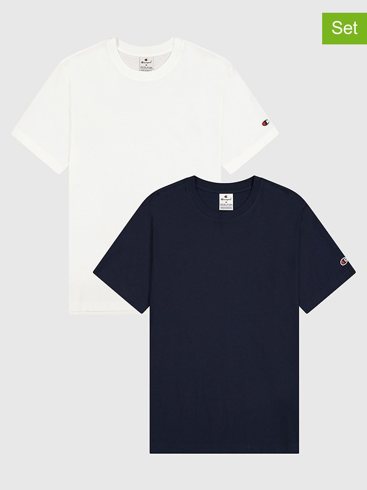Champion Koszulki (2 szt.) w kolorze granatowym i białym rozmiar: L