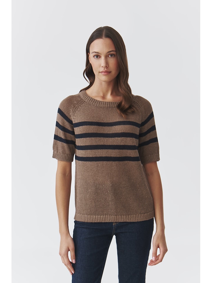 TATUUM Sweter "Elea" w kolorze jasnobrązowo-granatowym rozmiar: XL