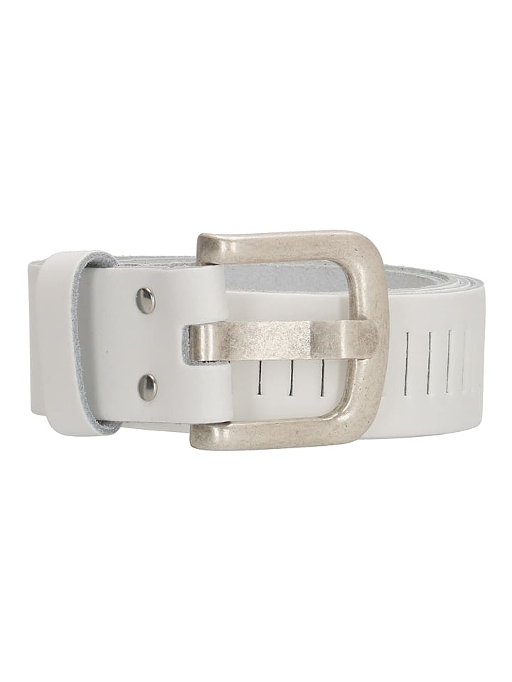 HIDE & STITCHES Skórzany pasek w kolorze białym - 115 cm rozmiar: onesize