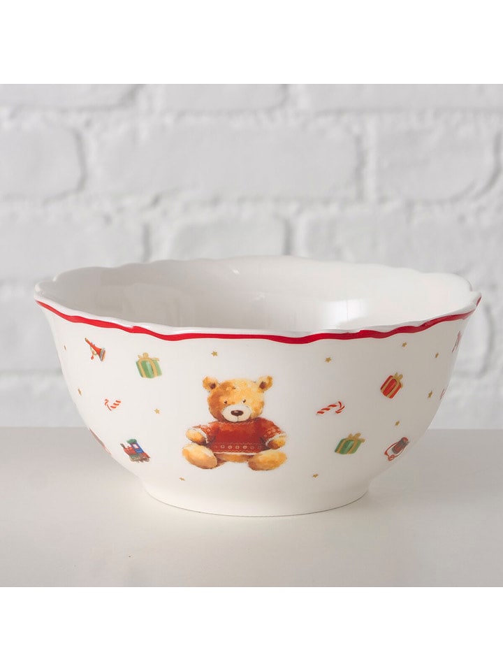 Boltze Miska "Bailey" w kolorze biało-czerwono-jasnobrązowym na musli - Ø 14 cm rozmiar: onesize