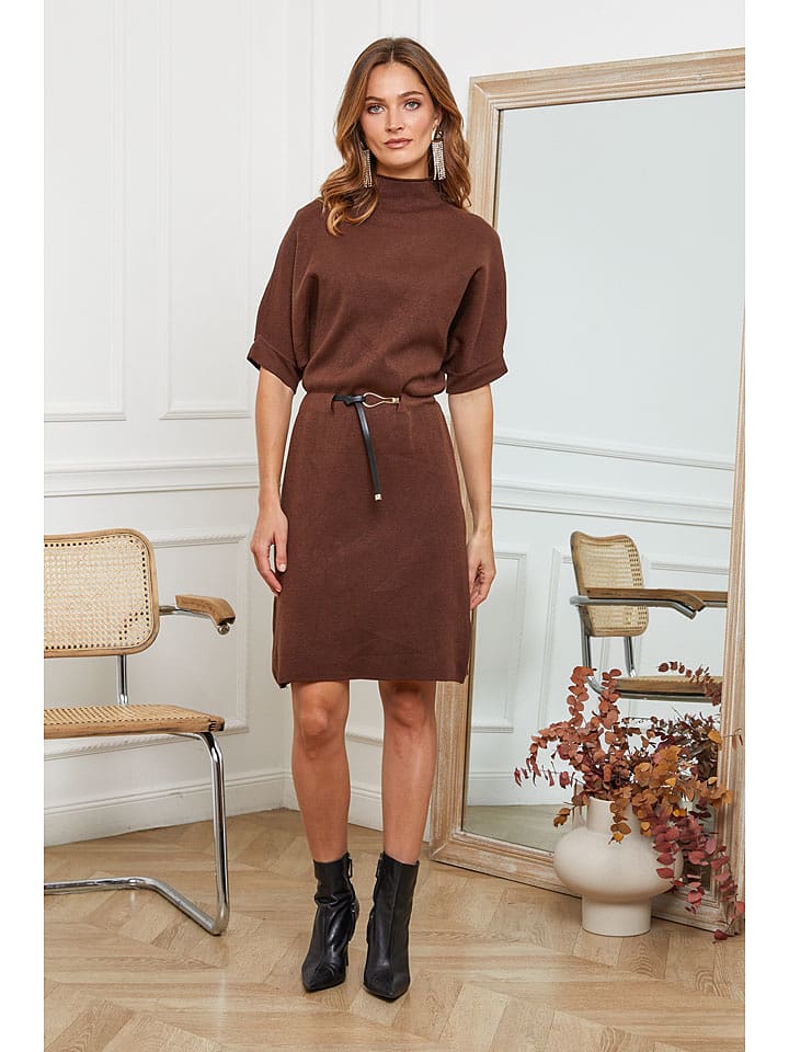 Joséfine Sukienka dzianinowa "Beka" w kolorze jasnobrązowym rozmiar: M