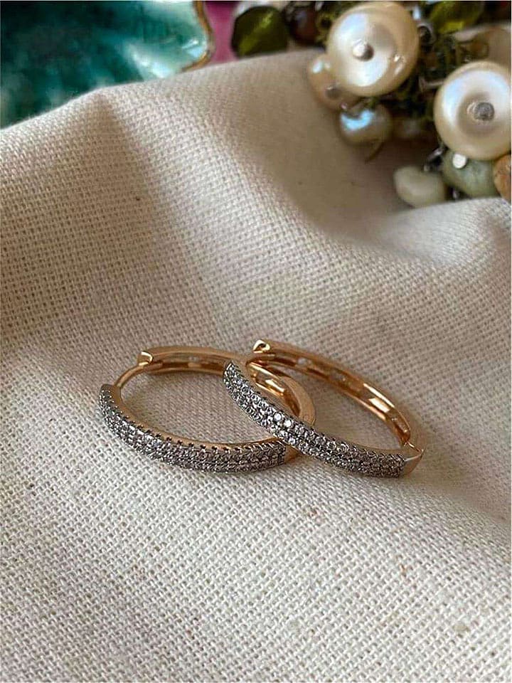 Luseera Pozłacane kolczyki-kreole z cyrkoniami rozmiar: onesize