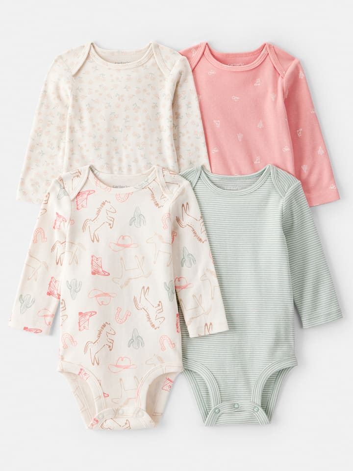 carter's Body (4 szt.) w kolorze jasnoróżowo-kremowo-zielonym rozmiar: 74