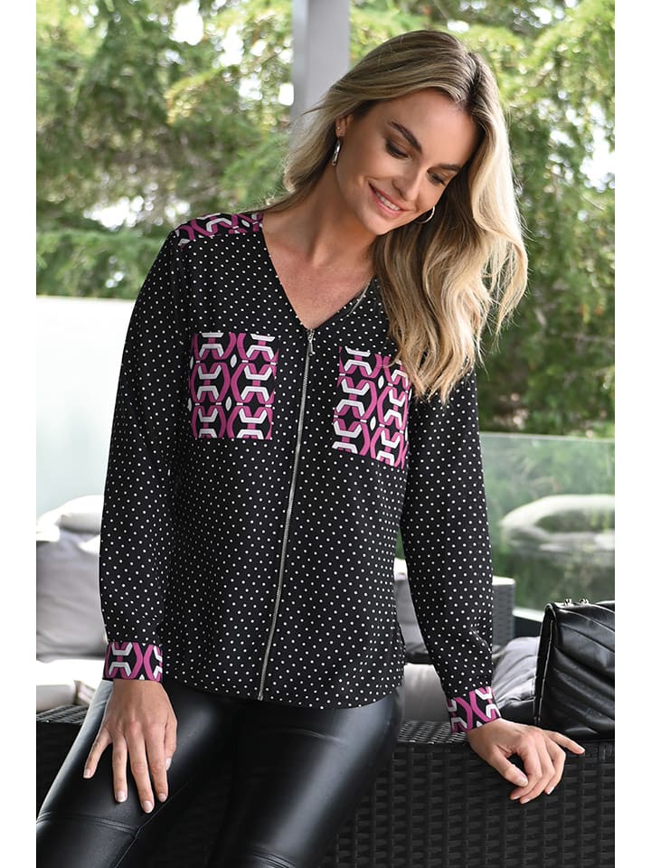 Bleu d'Azur Bluzka "Vanessa" w kolorze różowo-czarno-białym rozmiar: 44