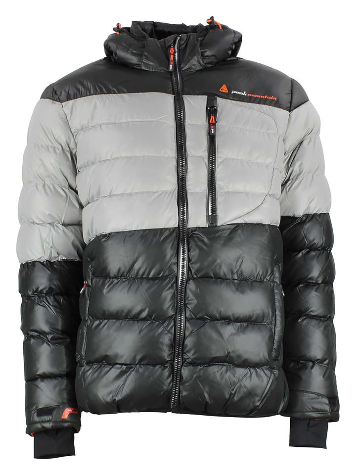 Peak Mountain Kurtka zimowa "Captin" w kolorze czarno-szarym rozmiar: L