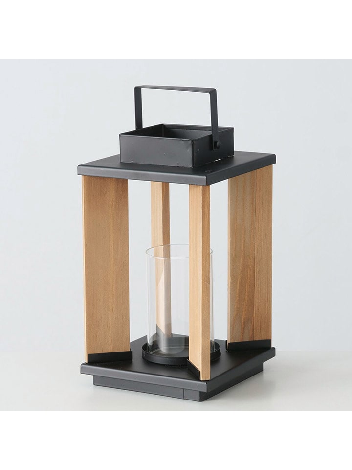 Boltze Lampion "Ventana" w kolorze czarno-brązowym - 16 x 28 cm rozmiar: onesize