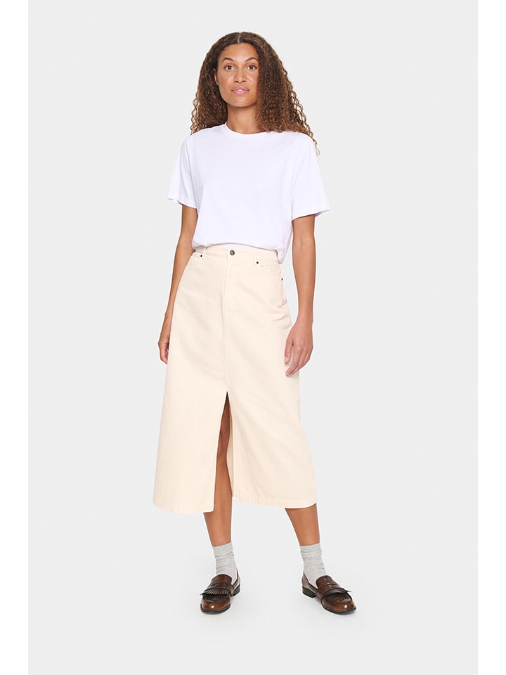 SAINT TROPEZ Spódnica dżinsowa w kolorze kremowym rozmiar: S