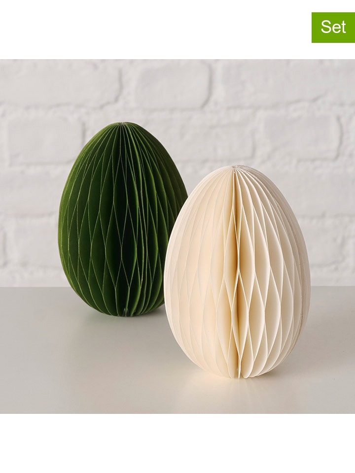 Boltze Dekoracje (2 szt.) "Eggo" w kolorze kremowo-zielonym - wys. 12 x Ø 9 cm rozmiar: onesize