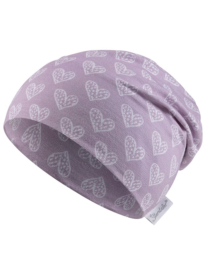 Sterntaler Czapka beanie "Hearts" w kolorze fioletowym rozmiar: 55 cm