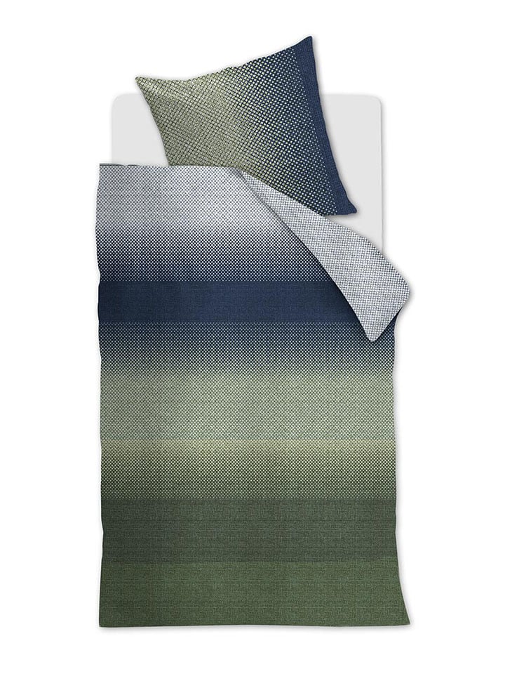 Beddinghouse Komplet pościeli satynowej "Duco" w kolorze niebiesko-zielonym rozmiar: 135x200 cm
