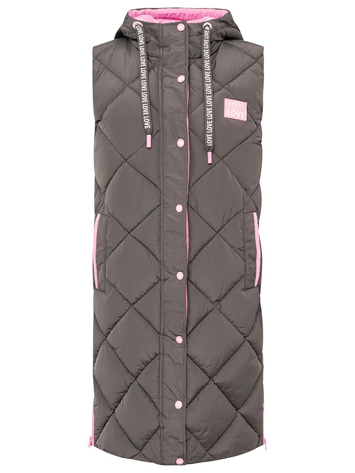 Zwillingsherz Kamizelka pikowana "Love Print" w kolorze brązowym rozmiar: XL