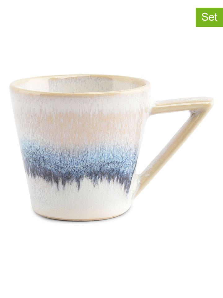 Salt and Pepper Filiżanki (4 szt.) "Stripes" w kolorze biało-niebieskim do mokki - 100 ml rozmiar: onesize