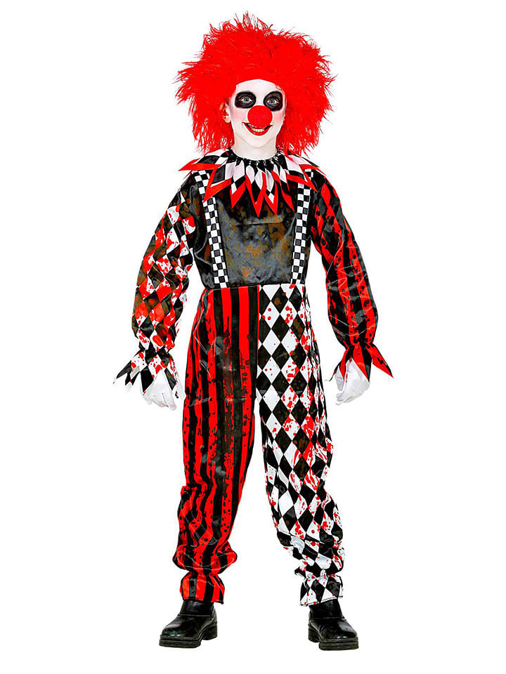 Carnival Party 2-częściowy kostium "KILLERCLOWN" w kolorze czerwono-czarnym rozmiar: 140