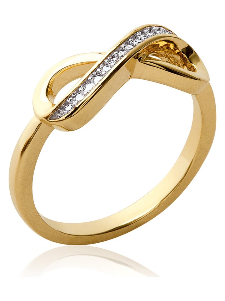 L'Atélier Précieux Pozłacany pierścionek z cyrkoniami rozmiar: 58