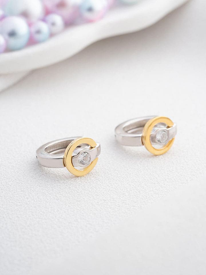 Heliophilia Srebrne kolczyki-kreole z cyrkoniami rozmiar: onesize