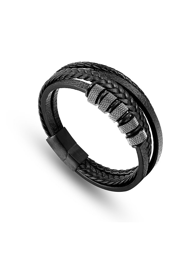 Uomo Skórzana bransoletka z elementem ozdobnym rozmiar: onesize