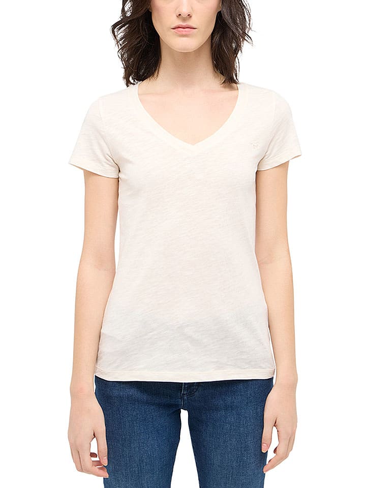 Mustang Koszulka w kolorze kremowym rozmiar: L