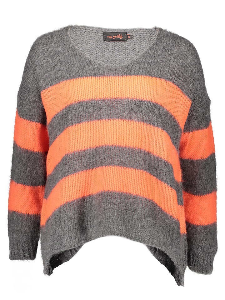 miss goodlife Sweter "Stripes" w kolorze szaro-pomarańczowym rozmiar: L