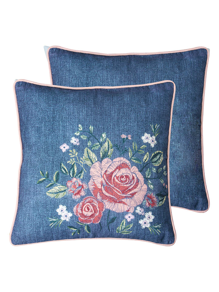 IHR Poduszka "Denim Rose" w kolorze granatowo-jasnoróżowym - 40 x 40 cm rozmiar: onesize