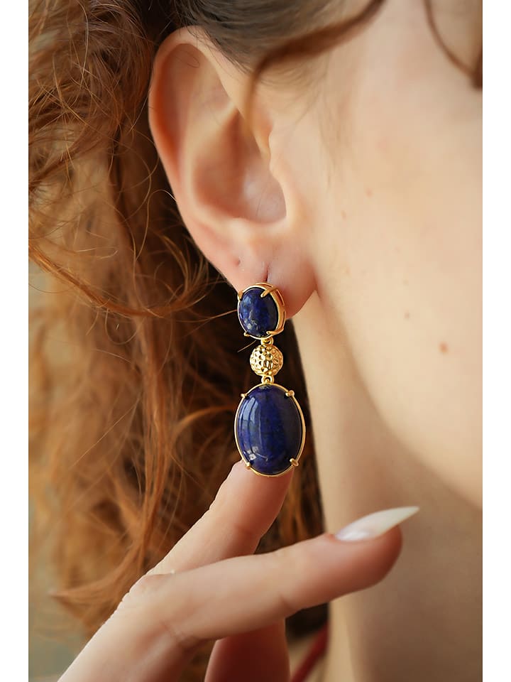 L'Atelier de Gaia Pozłacane kolczyki z lapis lazuli rozmiar: onesize