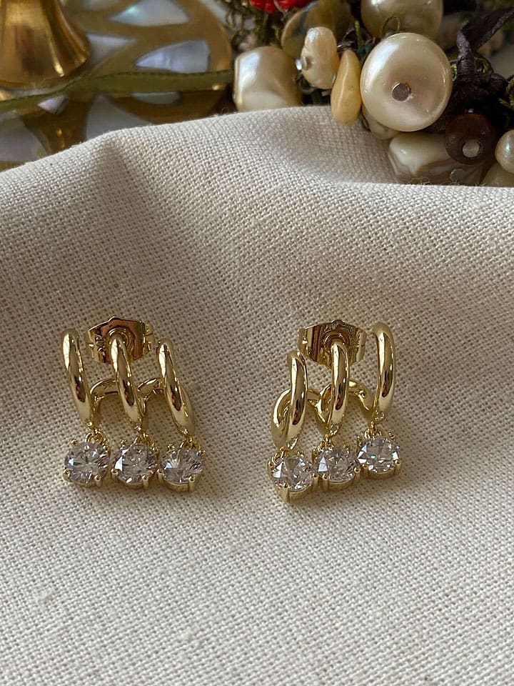 Luseera Pozłacane kolczyki-wkrętki z cyrkoniami rozmiar: onesize