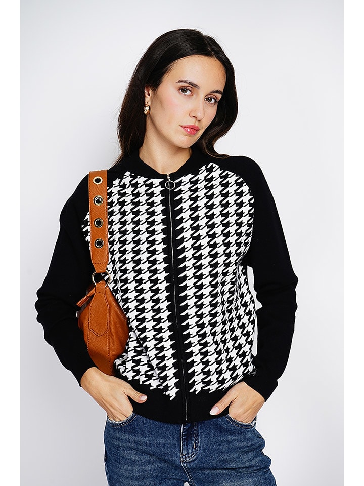 ASSUILI Kardigan w kolorze czarno-białym rozmiar: 42