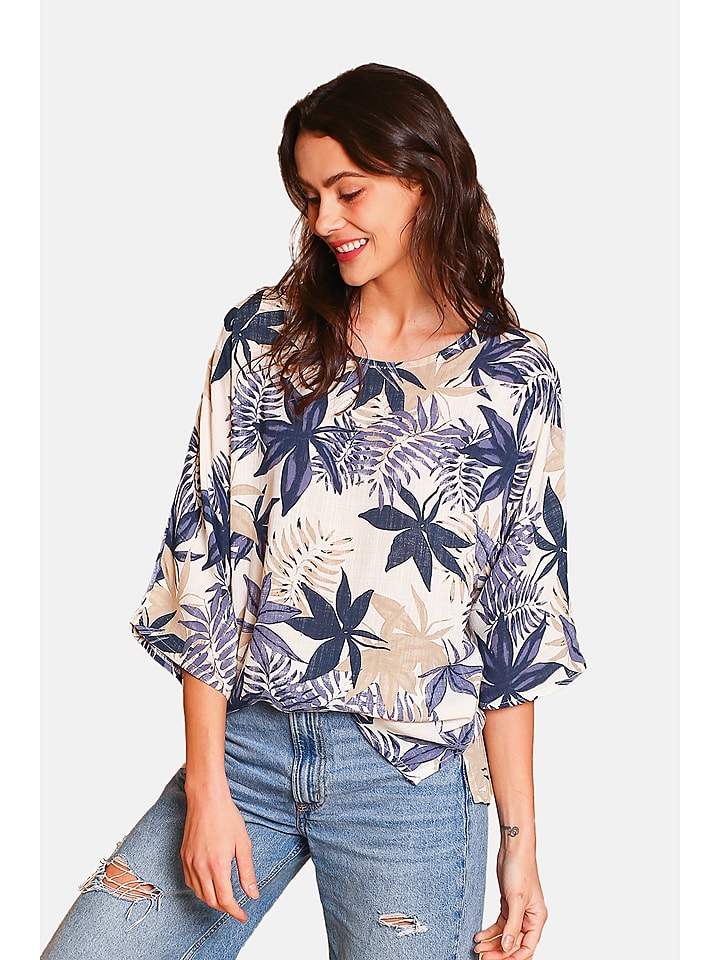 Le Jardin du Lin Lniana koszulka w kolorze niebieskim rozmiar: 40