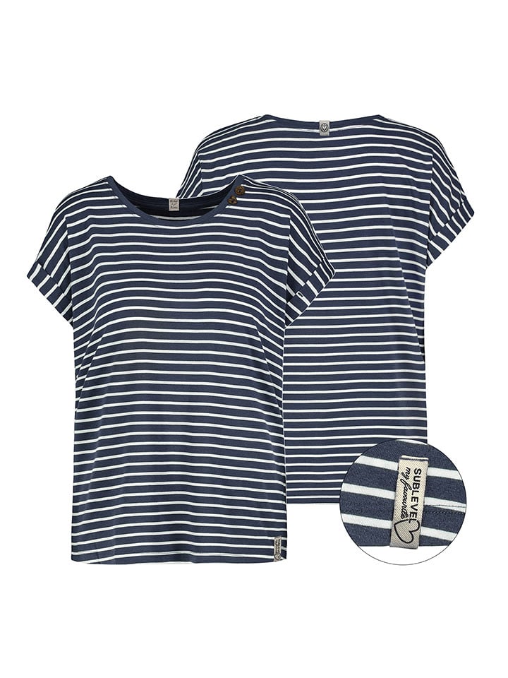 Sublevel Koszulka w kolorze granatowo-białym rozmiar: XS