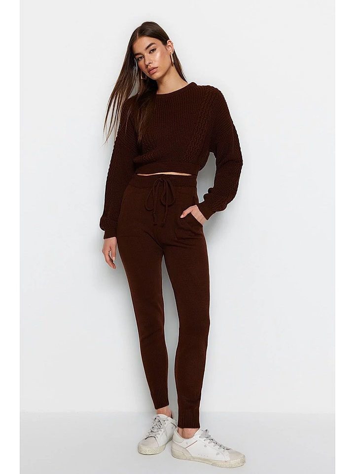 trendyol 2-częściowy zestaw w kolorze ciemnobrązowym rozmiar: M