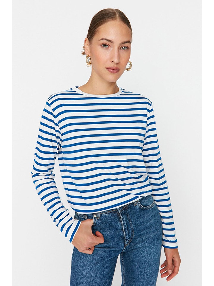 trendyol Koszulka w kolorze niebiesko-białym rozmiar: S