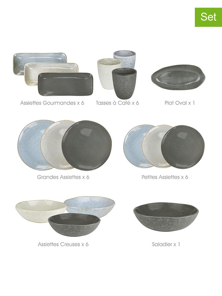 Ard'time 32-częściowy zestaw "Zao" w kolorze szaro-kremowo-niebieskim rozmiar: onesize