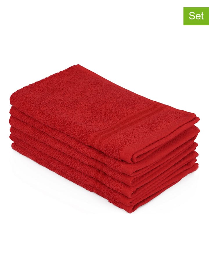 Elizabed Ręczniki (6 szt.) "Rainbow" w kolorze czerwonym dla gości rozmiar: 30x50 cm