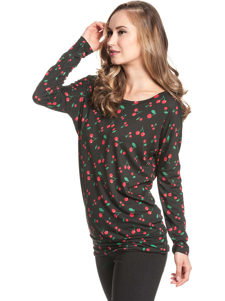 Pussy Deluxe Koszulka "Cherries" w kolorze czarno-czerwonym rozmiar: S