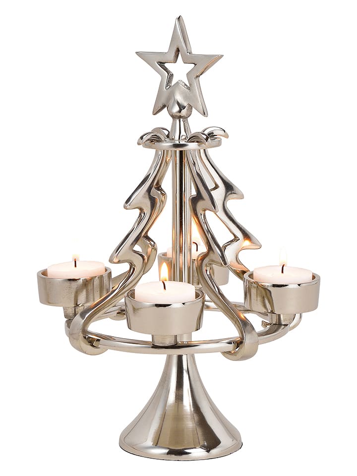G. Wurm Kompozycja adwentowa "Christmas Tree" w kolorze srebrnym - wys. 28 x Ø 18 cm rozmiar: onesize