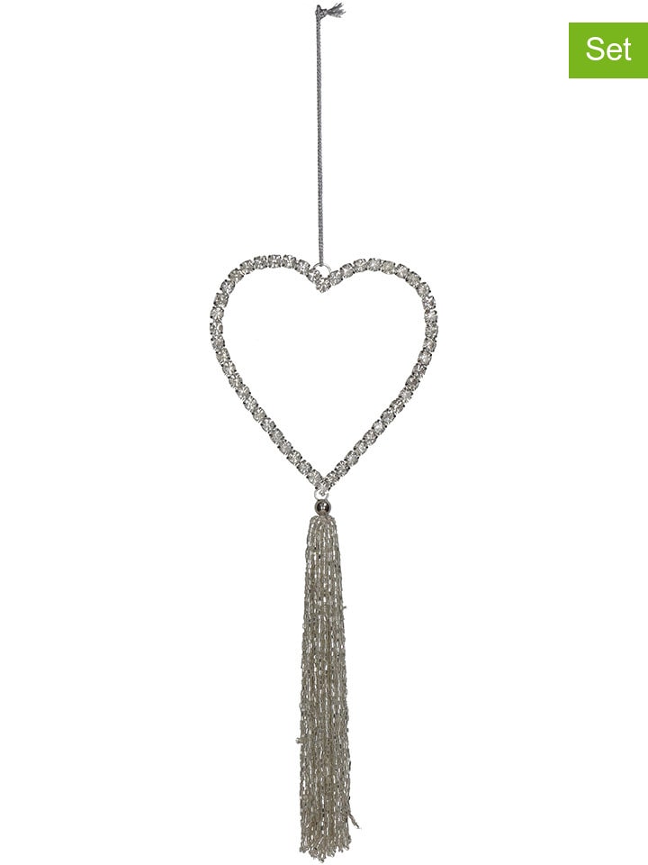 Kersten Zawieszki dekoracyjne (2 szt.) w kolorze srebrnym - 27 x 10 cm rozmiar: onesize