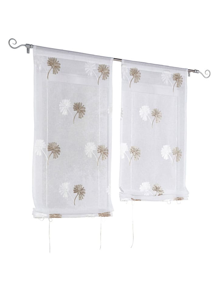 heine home Roleta w kolorze białym z tasiemkami rozmiar: 140x45 cm