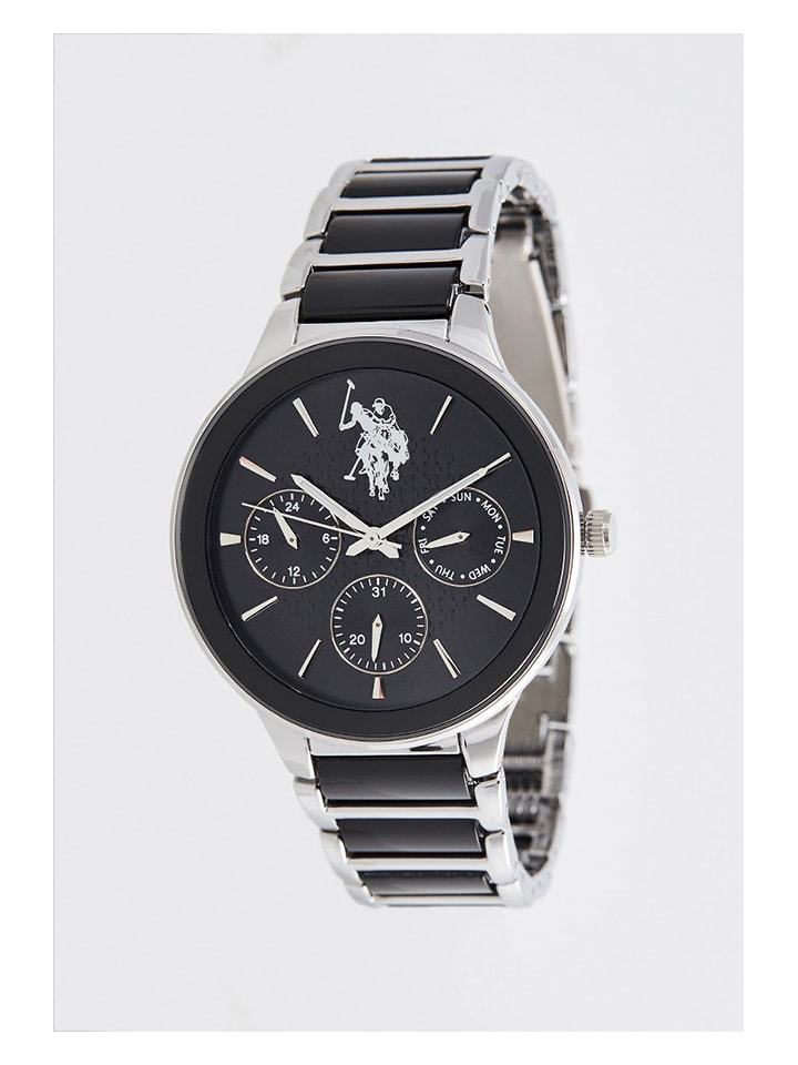 U.S. Polo Assn. Zegarek kwarcowy w kolorze srebrno-czarnym rozmiar: onesize