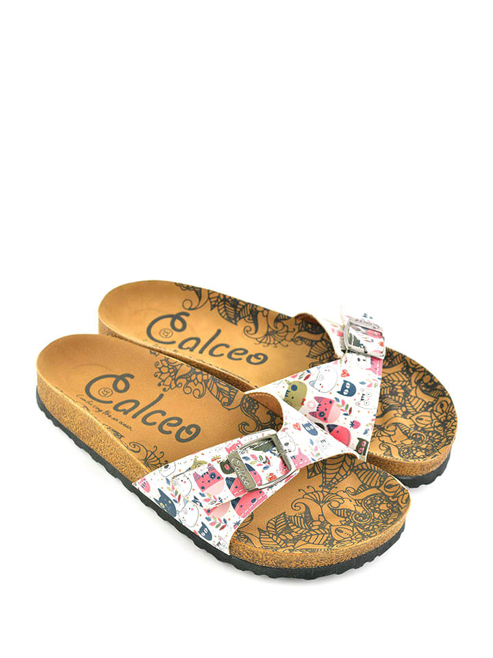 Calceo Klapki w kolorze białym ze wzorem rozmiar: 41